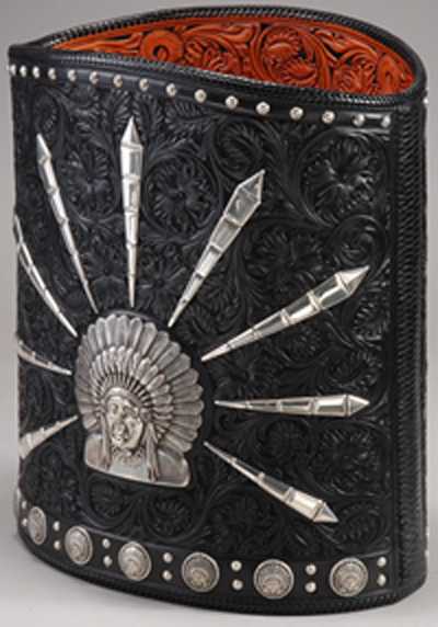 Alternative view of Black Hand Carved Silver Mounted Desk Set