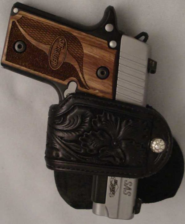 Alternative view of .380 Auto Subcompact Paddle back Holster Tooled