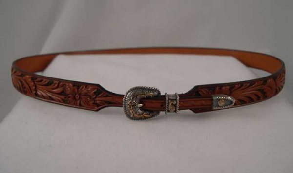 Alternative view of Cognac Tooled Hatband - 5/8" wide
