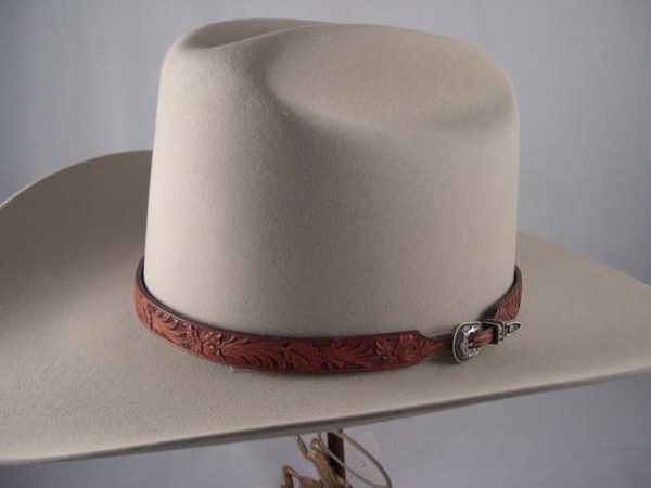 Cognac Tooled Hatband - 5/8" wide
